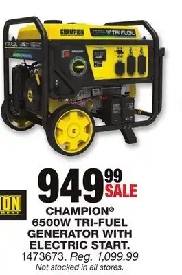 Blain's Farm & Fleet Champion 6500w tri-fuel generator with electric start offer