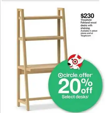 Target Threshold Falklang Wood Desks With Shelving offer