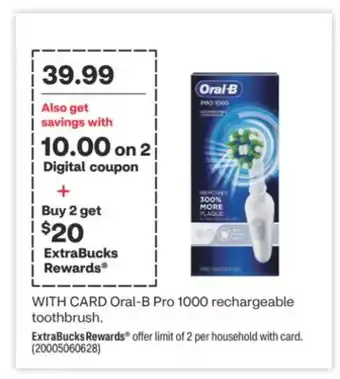 CVS Oral-b pro 1000 rechargeable toothbrush offer
