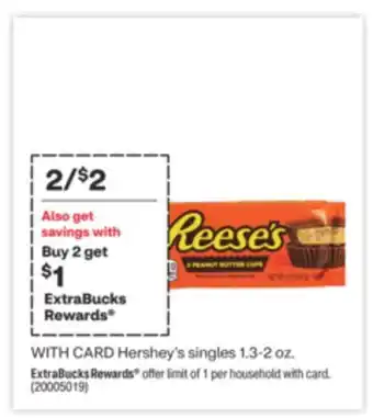 CVS Hershey's singles 1.3-2 oz offer