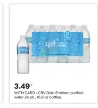 CVS Gold emblem purified water 24 pk., 16.9 oz bottles offer