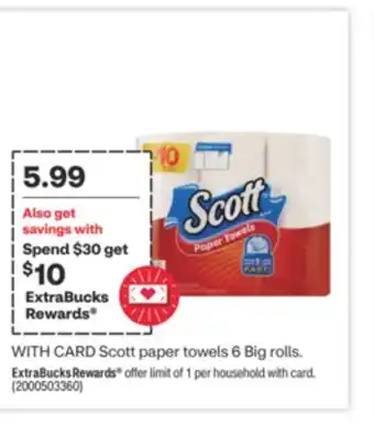 CVS Scott paper towels 6 big rolls offer