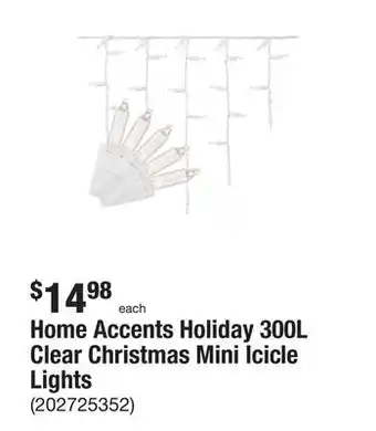 The Home Depot Home accents holiday 300l clear christmas mini icicle lights offer
