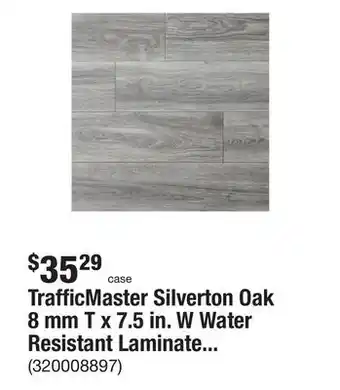 The Home Depot Trafficmaster silverton oak 8 mm t x 7.5 in. w water resistant laminate wood flooring (23.7 sqft/case) offer