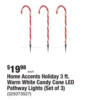 The Home Depot Home accents holiday 3 ft. warm white candy cane led pathway lights (set of 3) offer