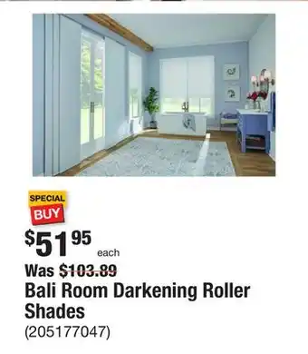 The Home Depot Bali room darkening roller shades offer