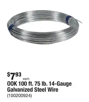 The Home Depot Ook 100 ft. 75 lb. 14-gauge galvanized steel wire offer