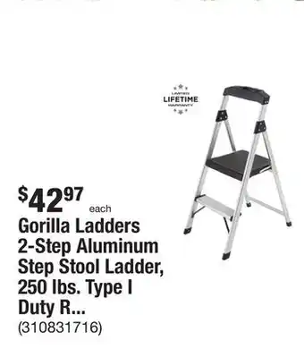 The Home Depot Gorilla ladders 2-step aluminum step stool ladder, 250 lbs. type i duty rating (8ft. reach height) offer