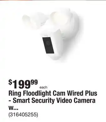 The Home Depot Ring floodlight cam wired plus - smart security video camera with 2 led lights, 2-way talk, color night vision, white offer