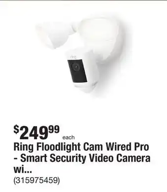 The Home Depot Ring floodlight cam wired pro - smart security video camera with 2 led lights, dual band wifi, 3d motion detection, white offer