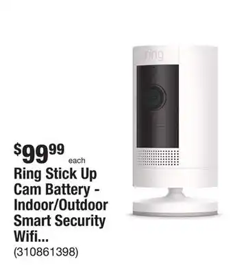 The Home Depot Ring stick up cam battery - indoor/outdoor smart security wifi video camera with 2-way talk, night vision, white offer