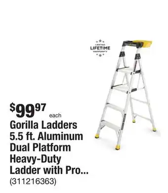 The Home Depot Gorilla ladders 5.5 ft. aluminum dual platform heavy-duty ladder with project bucket(10 ft. reach), 300 lb. capacity type ia offer