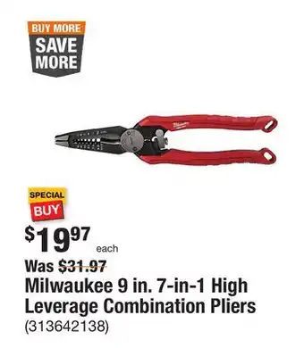 The Home Depot Milwaukee 9 in. 7-in-1 high leverage combination pliers offer