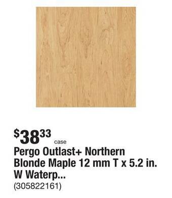 The Home Depot Pergo outlast+ northern blonde maple 12 mm t x 5.2 in. w waterproof laminate wood flooring (13.7 sqft/case) offer
