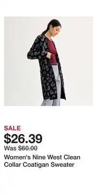 Kohl's Women's nine west clean collar coatigan sweater offer