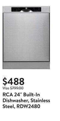 Walmart Rca 24 built-in dishwasher, stainless steel, rdw2480 offer