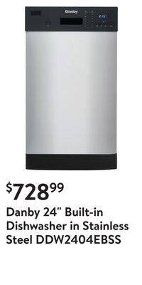 Walmart Danby 24 built-in dishwasher in stainless steel ddw2404ebss offer