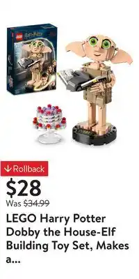Walmart Lego harry potter dobby the house-elf building toy set, makes a great birthday and christmas gift, authentically detailed bui offer
