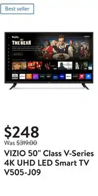 Walmart Vizio 50 class v-series 4k uhd led smart tv v505-j09 offer