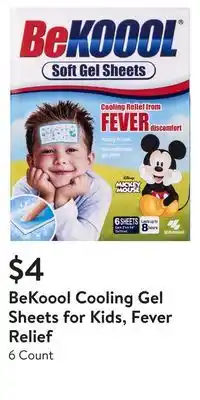 Walmart Bekoool cooling gel sheets for kids, fever relief offer