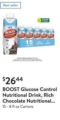 Walmart Boost glucose control nutritional drink, rich chocolate nutritional shake offer