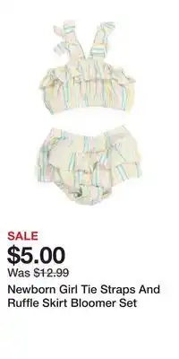 TJ Maxx Newborn girl tie straps and ruffle skirt bloomer set offer