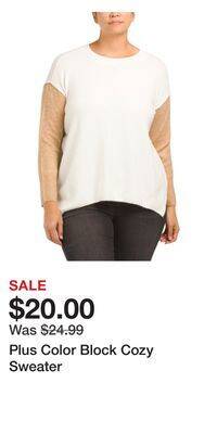 TJ Maxx Plus color block cozy sweater offer