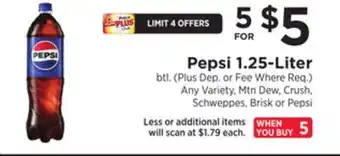 ShopRite Pepsi 1.25-liter offer