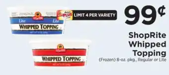 ShopRite Whipped topping offer