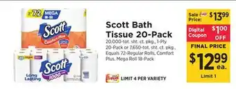 ShopRite Bath tissue 20-pack offer