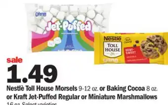 Meijer Nestlè toll house morsels 9-12 oz. or baking cocoa 8 oz. or kraft jet-puffed regular or miniature marshmallows 16 oz offer