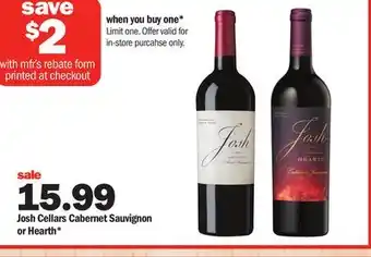 Meijer Josh cellars cabernet sauvignon or hearth offer