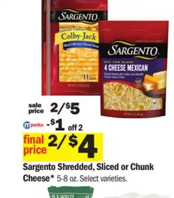 Meijer Sargento shredded, sliced or chunk cheese offer