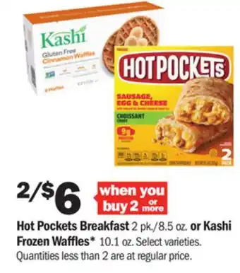 Meijer Hot pockets breakfast 2 pk./8.5 oz. or kashi frozen waffles* 10.1 oz offer
