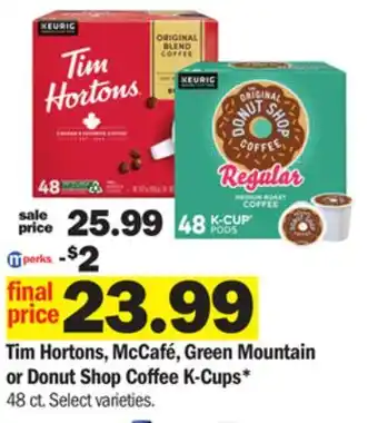 Meijer Tim hortons, mccafé, green mountain or donut shop coffee k-cups offer