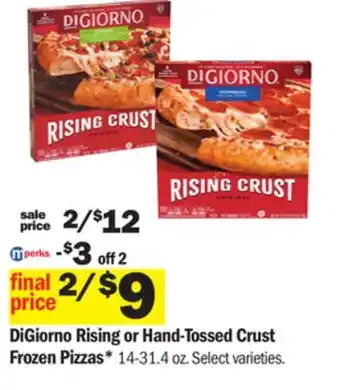 Meijer Digiorno rising or hand-tossed crust frozen pizzas offer