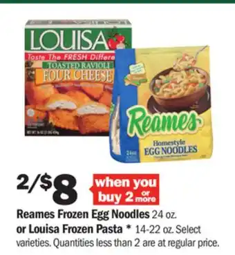 Meijer Reames frozen egg noodles 24 oz. or louisa frozen pasta* 14-22 oz offer