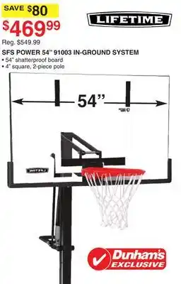 Dunham's Sports Lifetime sfs power 54 91003 in-ground system offer