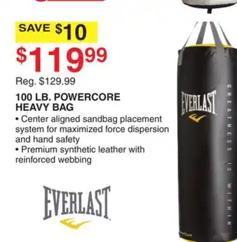 Dunham's Sports Everlast 100 lb. powercore heavy bag offer
