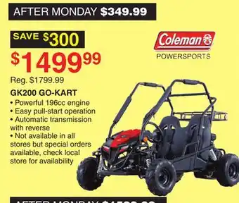 Dunham's Sports Coleman gk200 go-kart offer