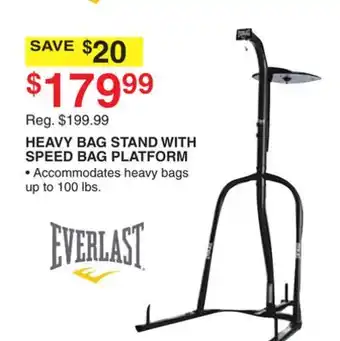 Dunham's Sports Everlast heavy bag stand with speed bag platform offer