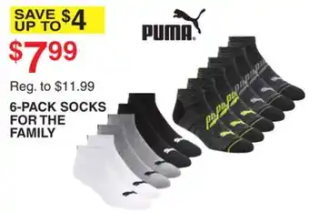 Dunham's Sports Puma 6-pack socks for the family offer