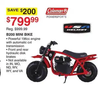 Dunham's Sports Coleman b200 mini bike offer
