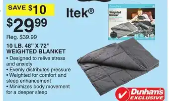 Dunham's Sports Itek 10 lb. 48 x 72 weighted blanket offer