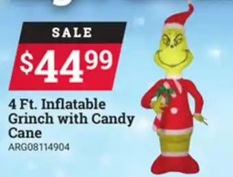 Ace Hardware 4 ft. inflatable grinch with candy cane offer