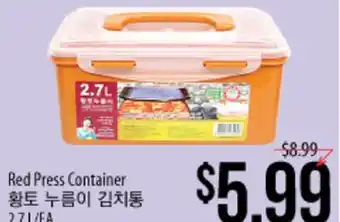 Red press container