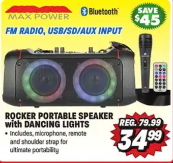 Big 5 Max power rocker portable bluetooth speaker with dancing lights offer