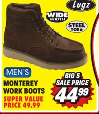 Big 5 Lugz monterey steel toe men's wide work boots offer