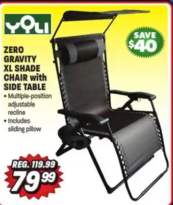 Big 5 Yoli zero gravity xl shade chair with side table offer