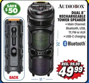 Big 5 Audiobox dual 8 rechargeable tower speaker offer